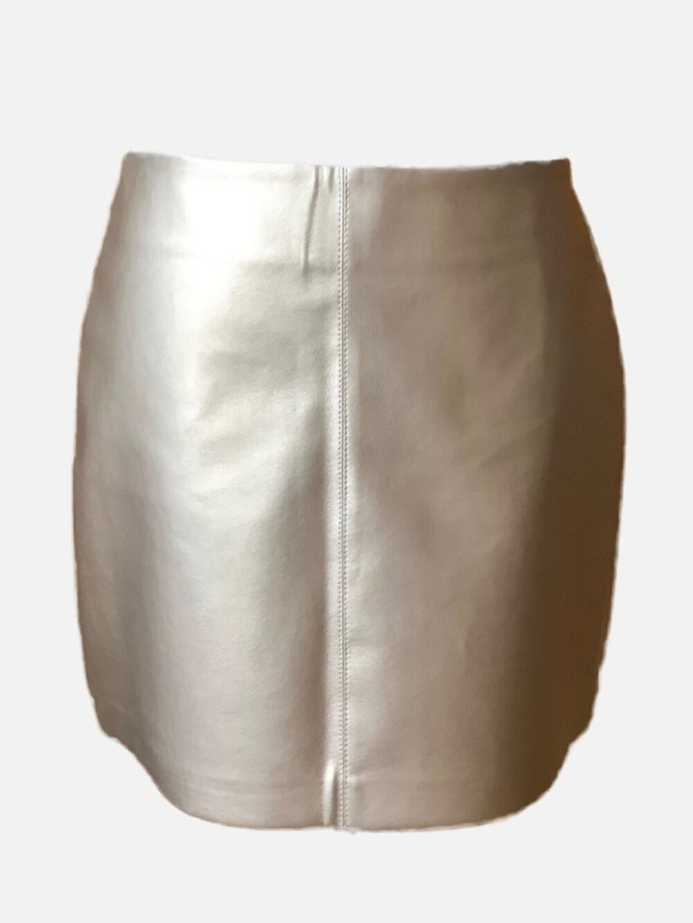 DELUC Silver Metallic Faux Leather Mini Skirt NWT Liquid Metal Party M